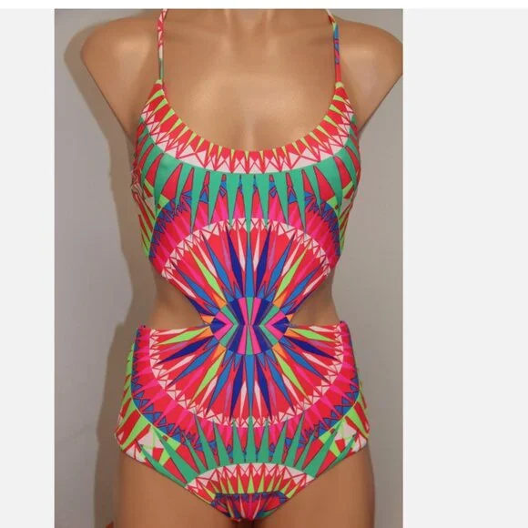 NWT Mara Hoffman Swim Swimsuit Bikini One piece monokini Sz XS SPN Red